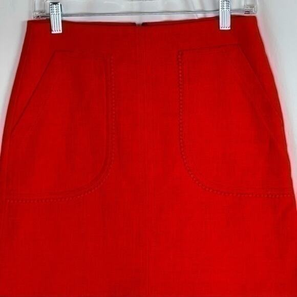 Loft Orange‎ Feminine Soft Girl Front Pocket With Pom Pom Trim Skirt NWOT Size 0 - Picture 3 of 9